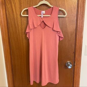 Francesca’s pink ruffle dress